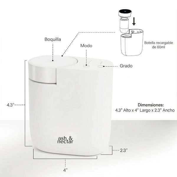 Difusor Enchufable Wally · 30 m² · Control Inteligente | Ash & Nectar | Incluye 1 esencia de 125ml de regalo Ash & Nectar