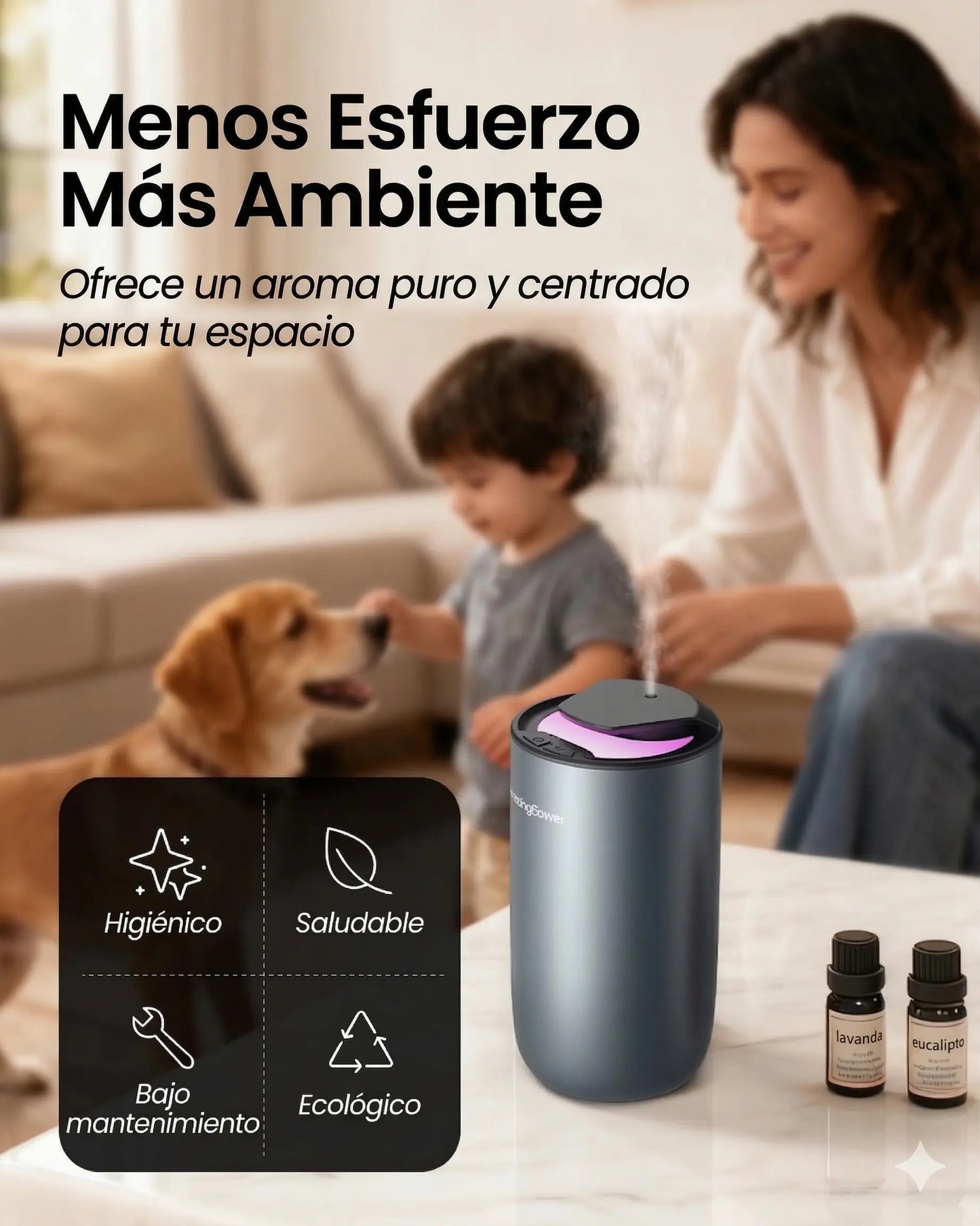 Difusor Personal Zeus V2.0 Metal · 15 m² · Premium | Ash & Nectar | Incluye 1 esencia de 125ml gratis Ash & Nectar