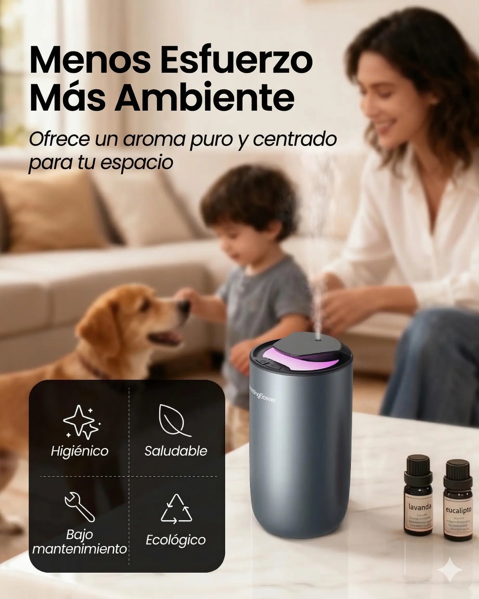 Difusor Personal Zeus V2.0 Metal · 15 m² · Premium | Ash & Nectar | Incluye 1 esencia de 125ml gratis Ash & Nectar