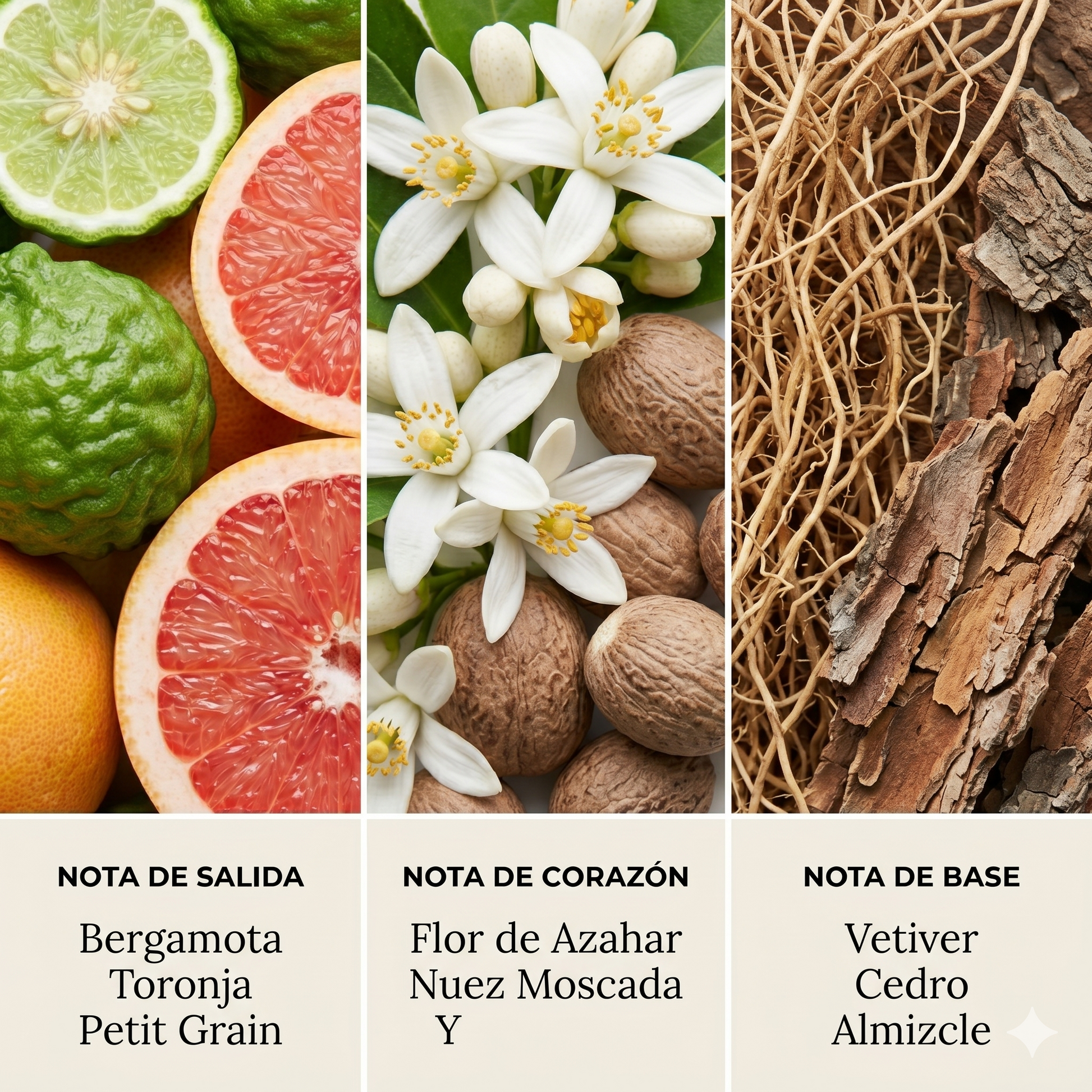 Pirámide olfativa Bergamote 22 — notas de salida corazón y base