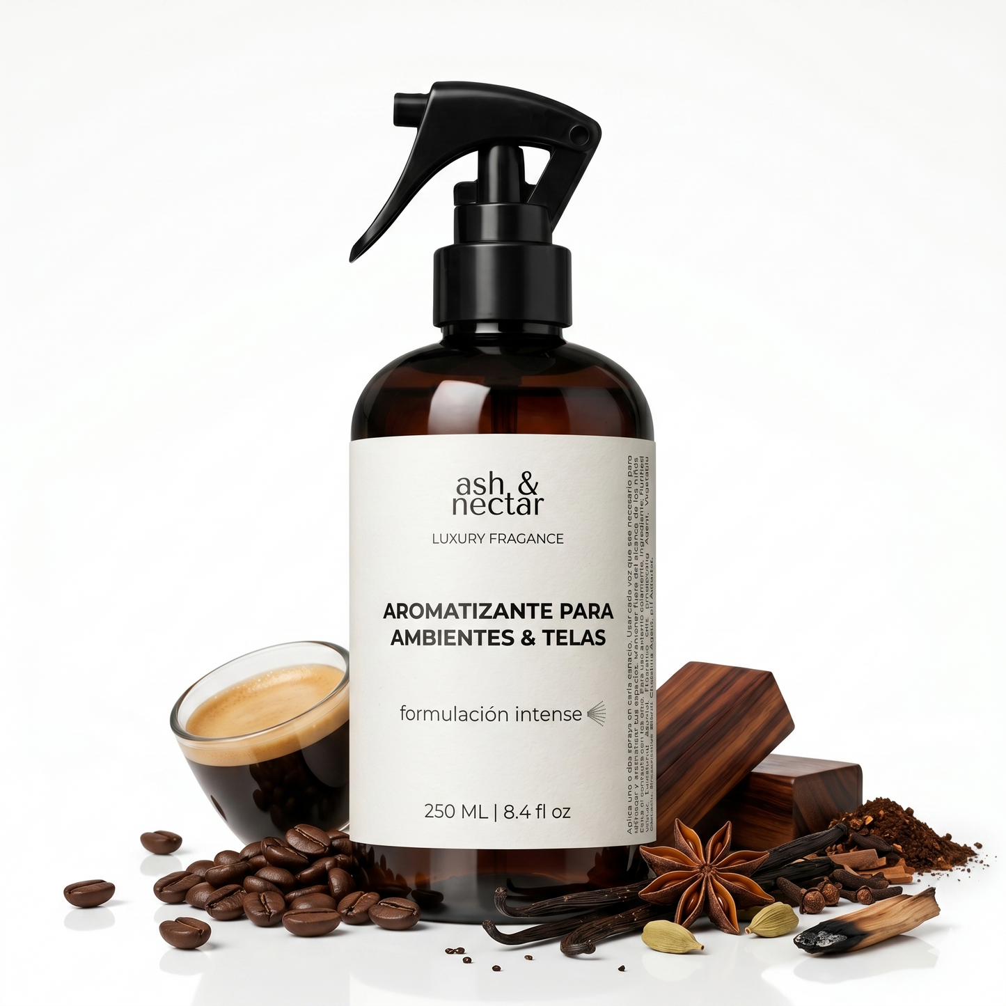 Spray Ambiental Espresso Gourmet Ash & Nectar 250ml — perfume para hogar y telas