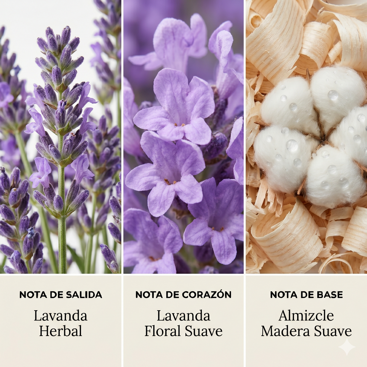Pirámide olfativa Lavanda — notas de salida corazón y base